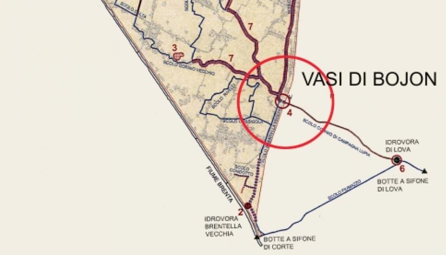 particolare della cartografia per l'area Vasi di Bojon (archivio: politiche ambientali) particolare della cartografia per l'area Vasi di Bojon